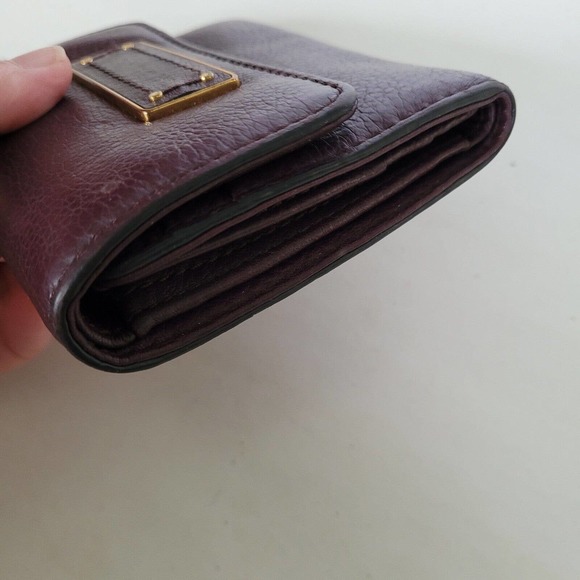 MARC JACOBS Logo Medium Trifold Wallet Compact Solid Purple Leather 3in1 - Picture 12 of 12